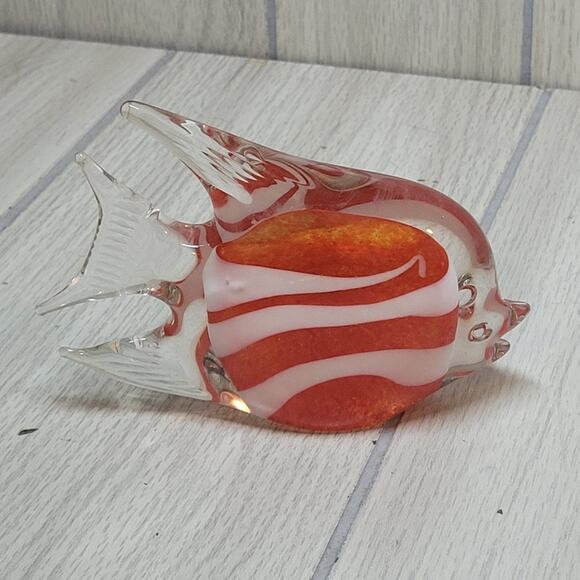 Vintage Blown Glass Red Fish Paperweight Art Glass Figurine Handblown - Picture 4 of 8